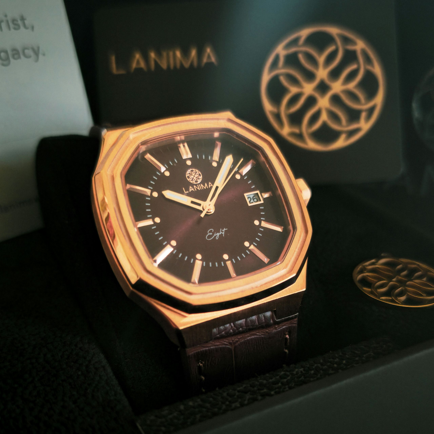 SEPIA Watch with Leather Strap - Brown Genuine Leather Band Option